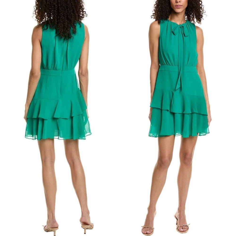 Green Ted Baker Zandaa Asymmetric Tiered‎ Mini Dress